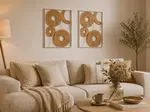 Sada 2 ks nástenné dekorácie CIRCLES kov 48x68 cm, biela / béžová