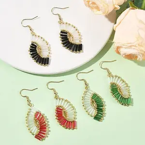 Glass Braided Beads Dangle Earrings