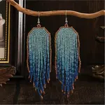 Bohemian Style Handmade Glass Seed Beads Tassel Stud Earrings