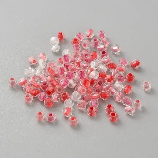 Bicone Center Dyed Transparent Glass Beads