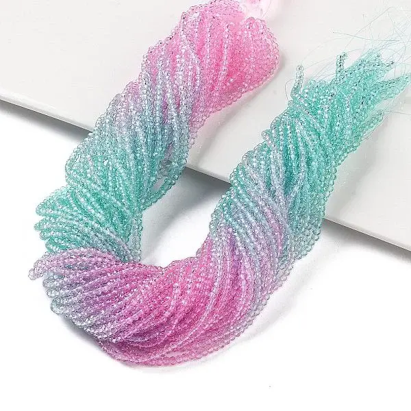 Transparent Painted Glass Beads Strands