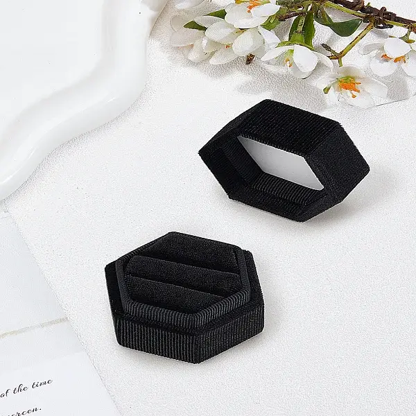 1Pc Polyester Velveteen Ring Storage Boxes
