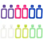 6 Pairs 6 Style Hollow Out Rectangle Acrylic Dangle Stud Earrings