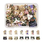 28Pcs 14 Style Printed Alloy Pendants