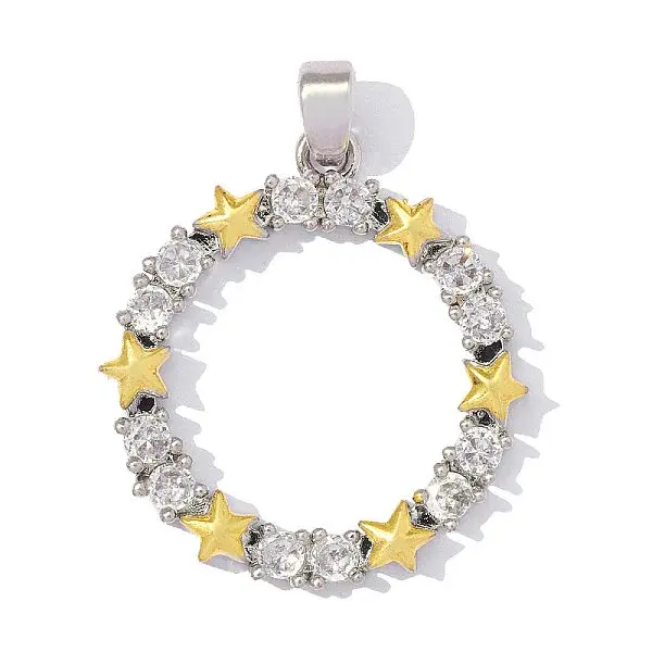 Brass Micro Pave Clear Cubic Zirconia Pendants