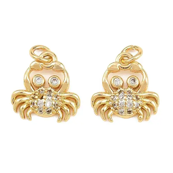 Brass Micro Pave Clear Cubic Zirconia Charms
