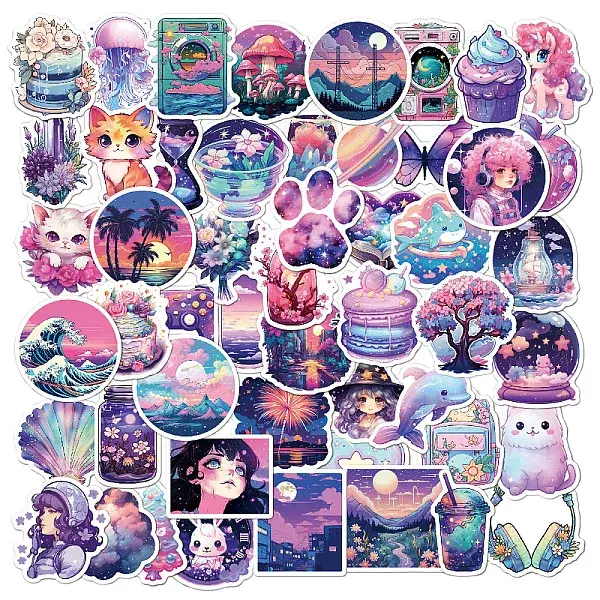 50Pcs Vinyl Self-Adhesive Cartoon Stickers