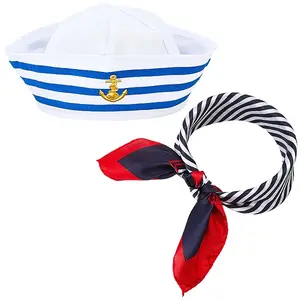 Polyester Stripe Sailor Hat