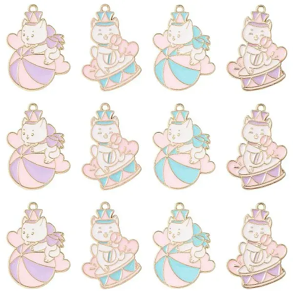 20Pcs 4 Styles Alloy Enamel Pendants