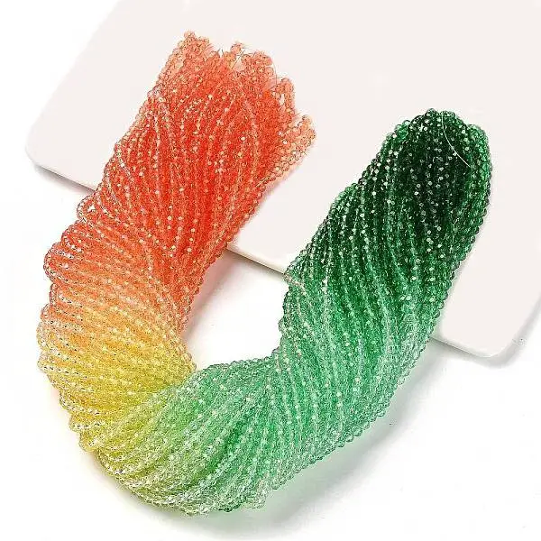 Transparent Painted Glass Beads Strands