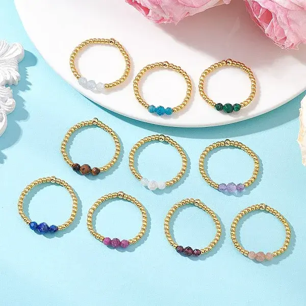 Adjustable Natural Gemstone Finger Rings
