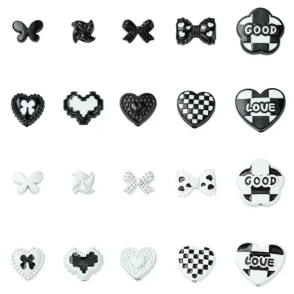 20Pcs 20 Styles Baking Paint Alloy Beads