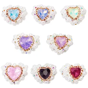 7Pcs 7 Colors Polymer Clay Rhinestone with Crystal Beads