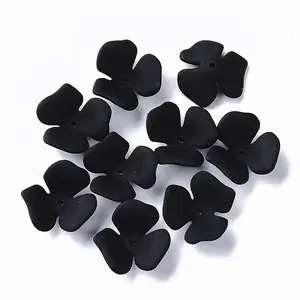 3-Petal Spray Painted Acrylic Bead Caps