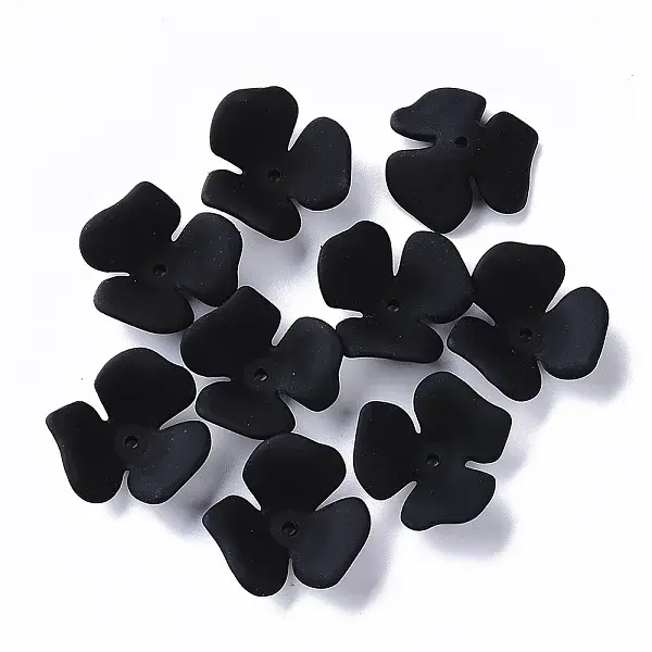3-Petal Spray Painted Acrylic Bead Caps