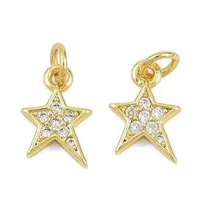 Brass Micro Pave Clear Cubic Zirconia Charms