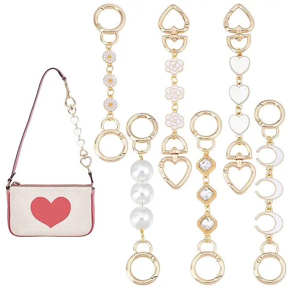 6Pcs 6 Styles Alloy Enamel Bag Extender Chains