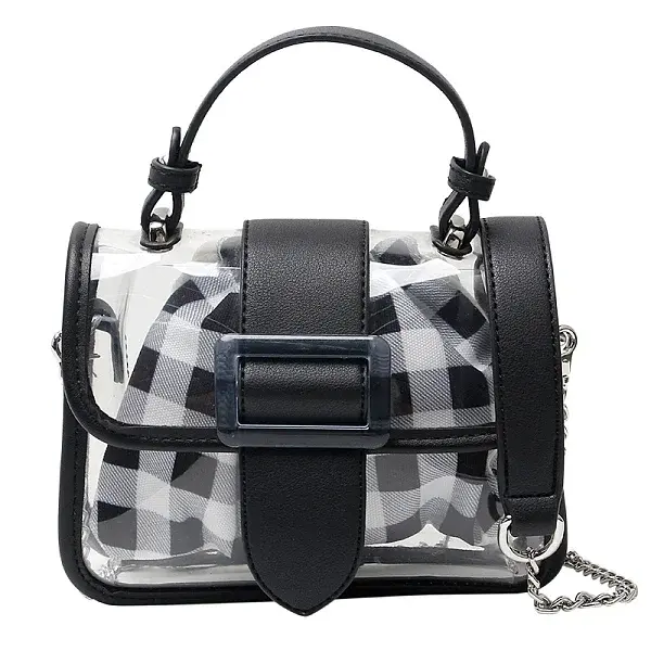 Women's Crossbody Bags with Tartan Pattern Drawstring Inner Bag