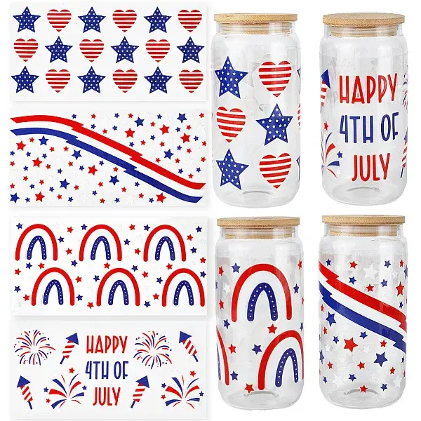 8Pcs 4 Styles PVC Plastic Waterproof Decorative Sticker Labels