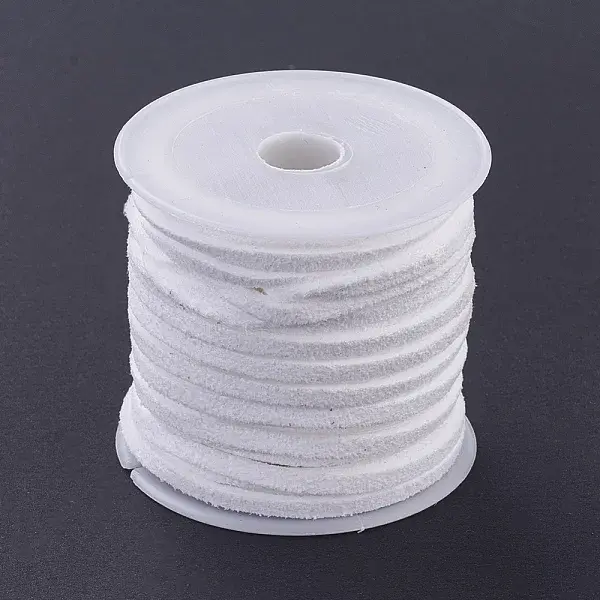 3x1.5mm White Flat Faux Suede Cord