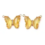 Brass Pave Faceted Glass Connector Charms