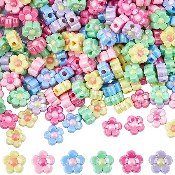 200Pcs Electroplated Opaque Resin Beads