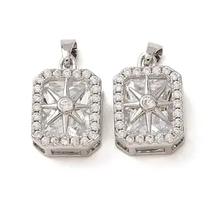 Brass Micro Pave Clear Cubic Zirconia Pendants