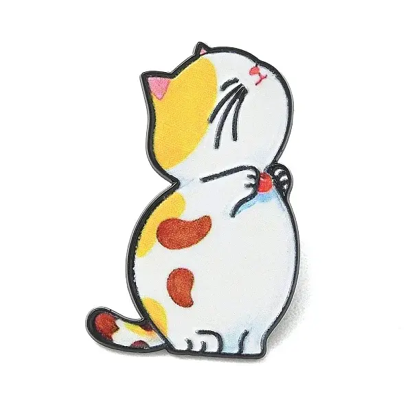 Calico Cat Printed Alloy Lapel Pin Backs for Backpack Clothes