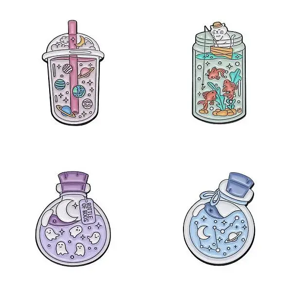 4Pcs 4 Styles Alloy Enamel Pins