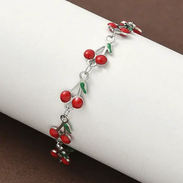 304 Stainless Steel Enamel Link Bracelets for Women