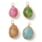 Dyed Natural Malaysia Jade Copper Wire Wrapped Pendants