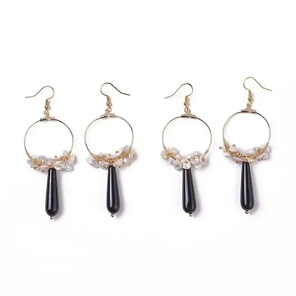 Pearl Chip Beads Dangle Earrings