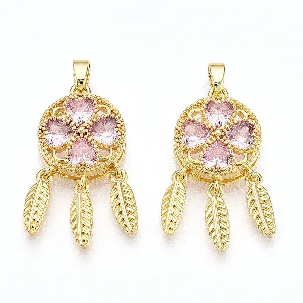 Brass Micro Pave Cubic Zirconia Pendants