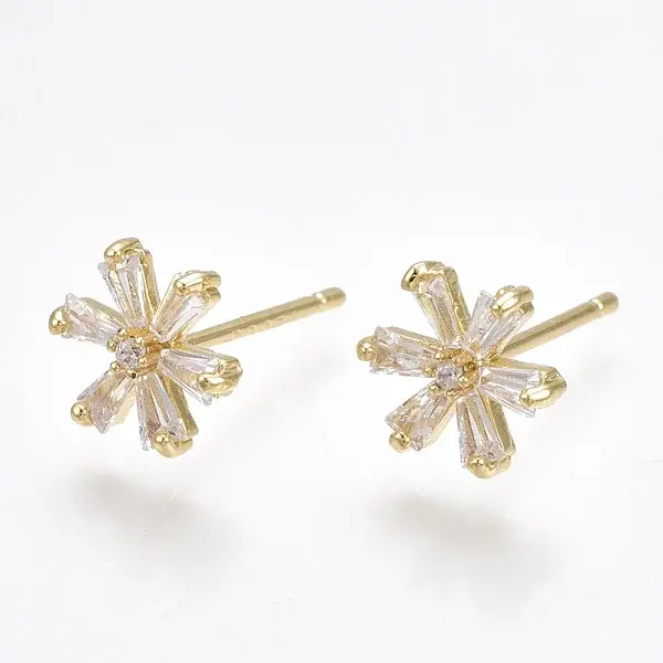 Brass Cubic Zirconia Stud Earrings