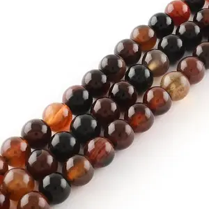 Dyed Natural Striped Agate/Banded Agate Round Bead Strands