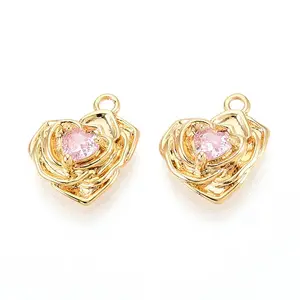 Brass Micro Pave Cubic Zirconia Charms