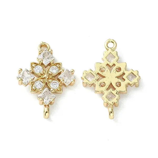 Brass Pave Cubic Zirconia Connector Charms