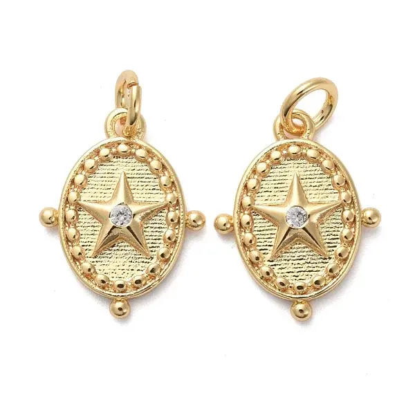 Brass Micro Pave Clear Cubic Zirconia Charms