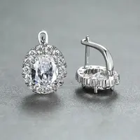 Brass Cubic Zirconia Hoop Earrings