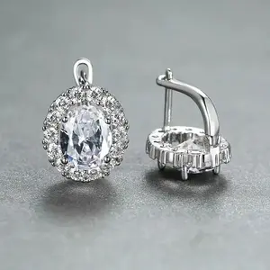 Brass Cubic Zirconia Hoop Earrings