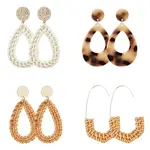 Cellulose Acetate & Rattan Earrings
