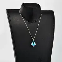 Teardrop AB Color Plated Electroplate Glass Pendant Necklaces
