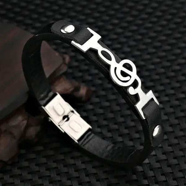304 Stainless Steel Musical Note Link Bracelet
