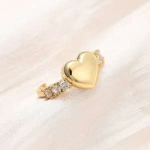 Adjustable Brass Micro Pave Cubic Zirconia Cuff Rings for Women