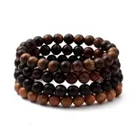 Unisex Natural Wood Beaded Stretch Bracelets Sets