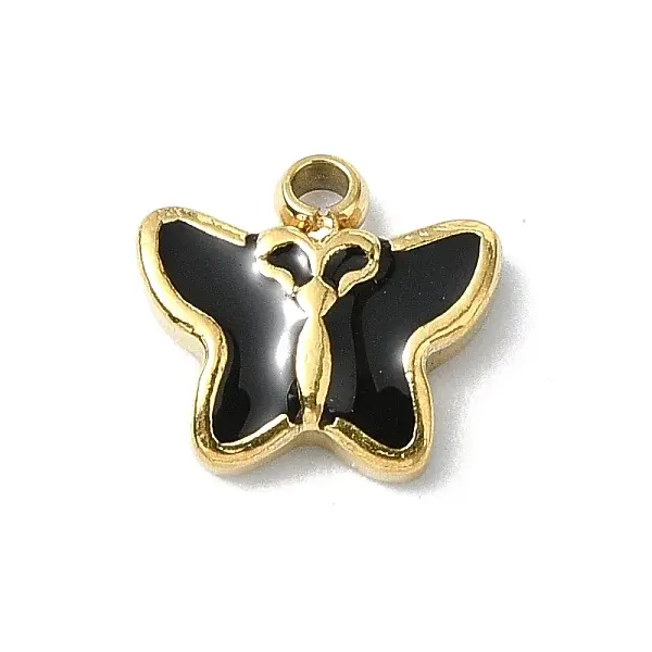 304 Stainless Steel Black Enamel Charms