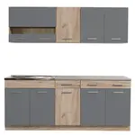 Kuchyňská linka 200 lorna-dub šedý/šedá - pracovní deska - 200cm