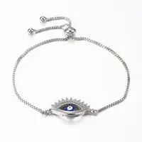 Adjustable Brass Micro Pave Cubic Zirconia Slider Bracelets