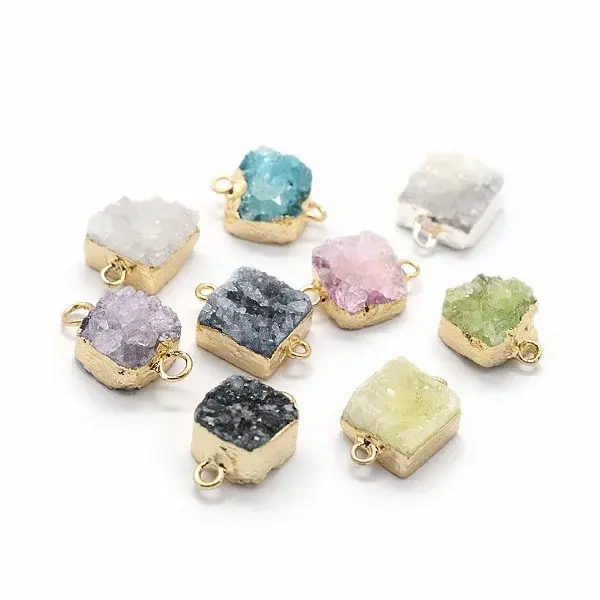 Natural Druzy Quartz Links connectors