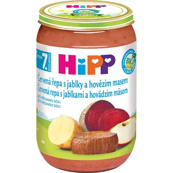 Hipp BIO červená repa s jablkami a hovädzím mäsom detský príkrm 220 g